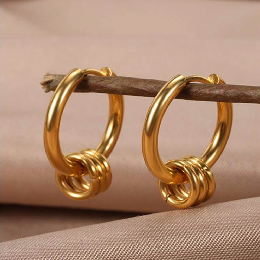New Stainless Steel Simple Round Hoop Earrings